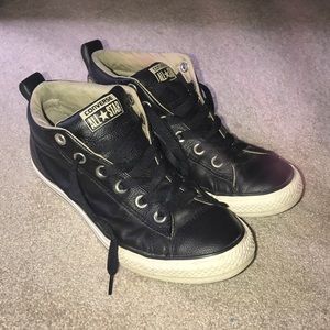 Black Leather Converse All Star